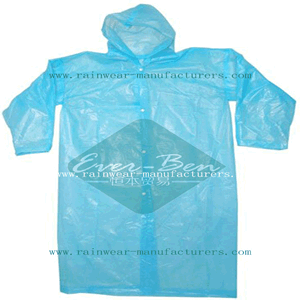 China Blue PE plastic raincoat bulk